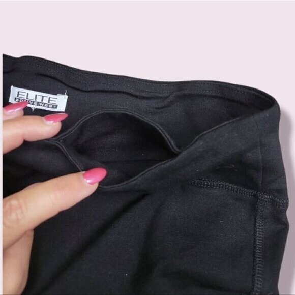 𝅺Elite Active Wear Black Leggins with Mesh Cooling, Size Medium - Picture 5 of 6